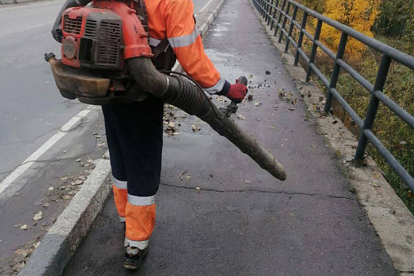 Уборка листвы с проезжей части и тротуаров